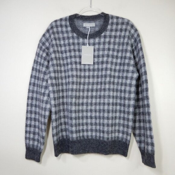 Everlane The Alpaca Crewneck Sweater Size M Heather Grey Buffalo Check NEW - Picture 4 of 8